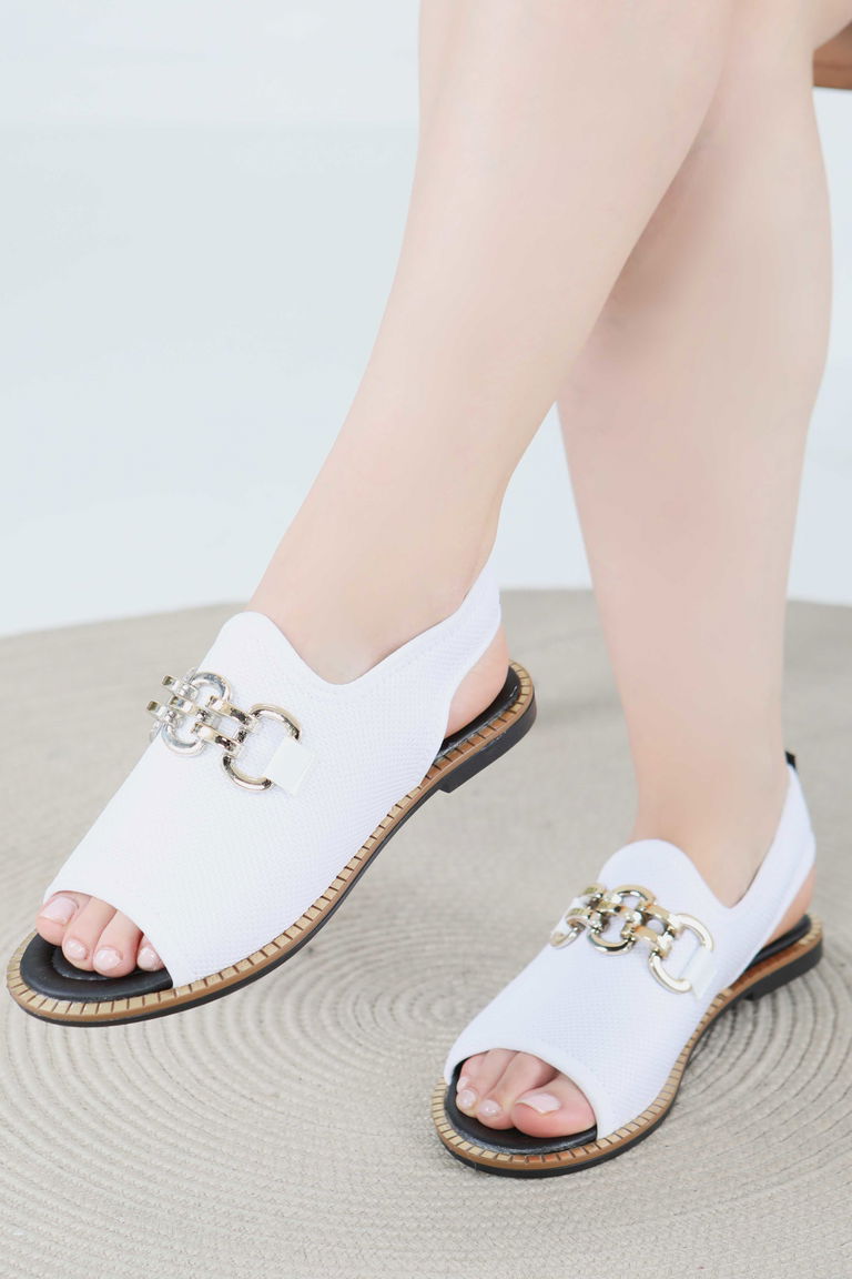 Kadın Beyaz Tokalı Sandelet - 27442 - TOFİSA