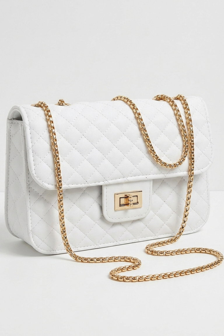 Kadın Beyaz Zincir Detaylı Omuz Çantası - 28398-BEYAZ - 1