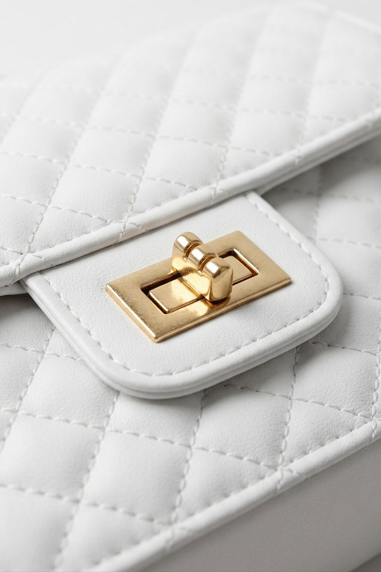 Kadın Beyaz Zincir Detaylı Omuz Çantası - 28398-BEYAZ - 2