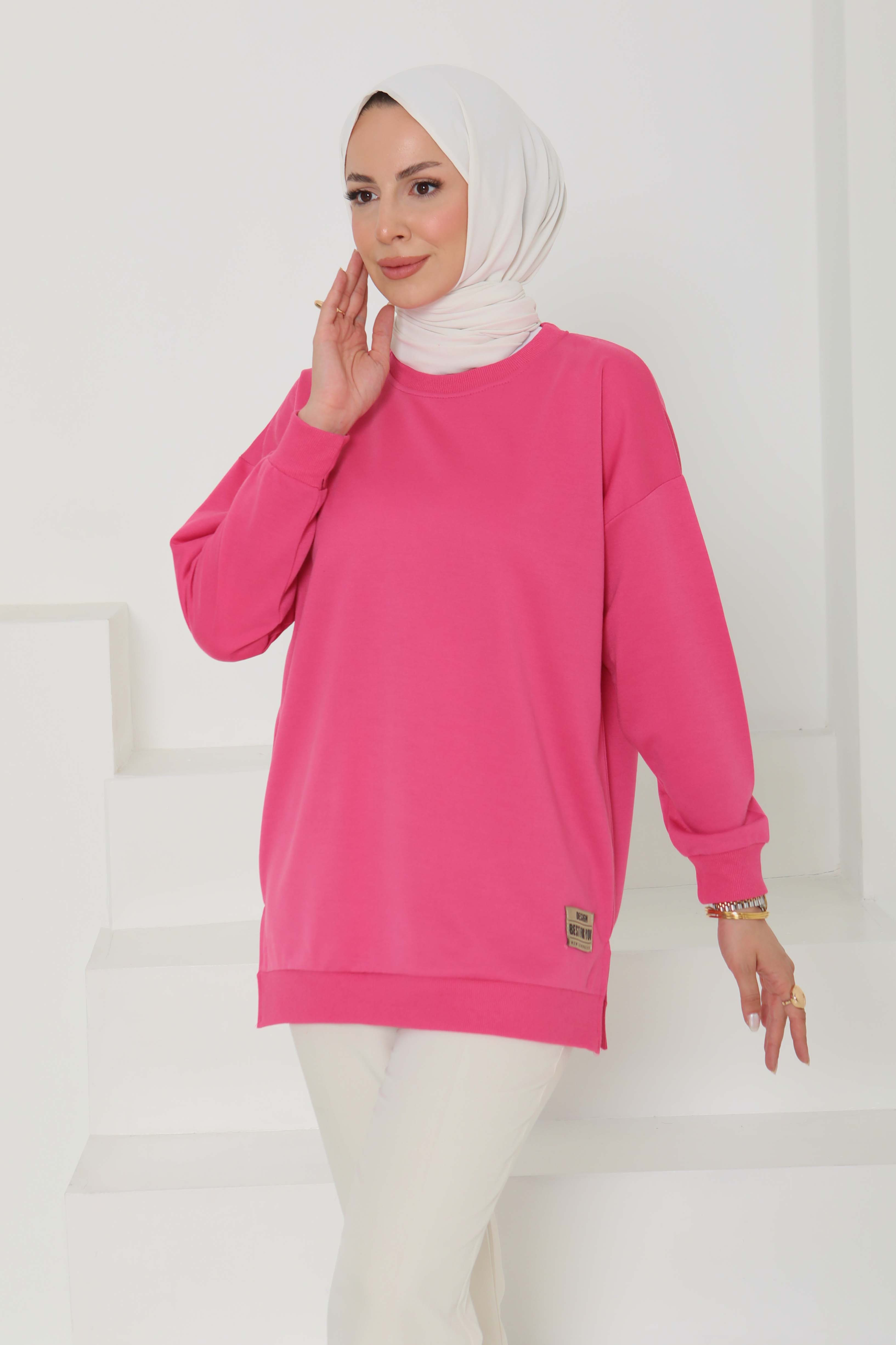 Kadın Bisiklet Yaka Armalı Sweat - 26585 - 4