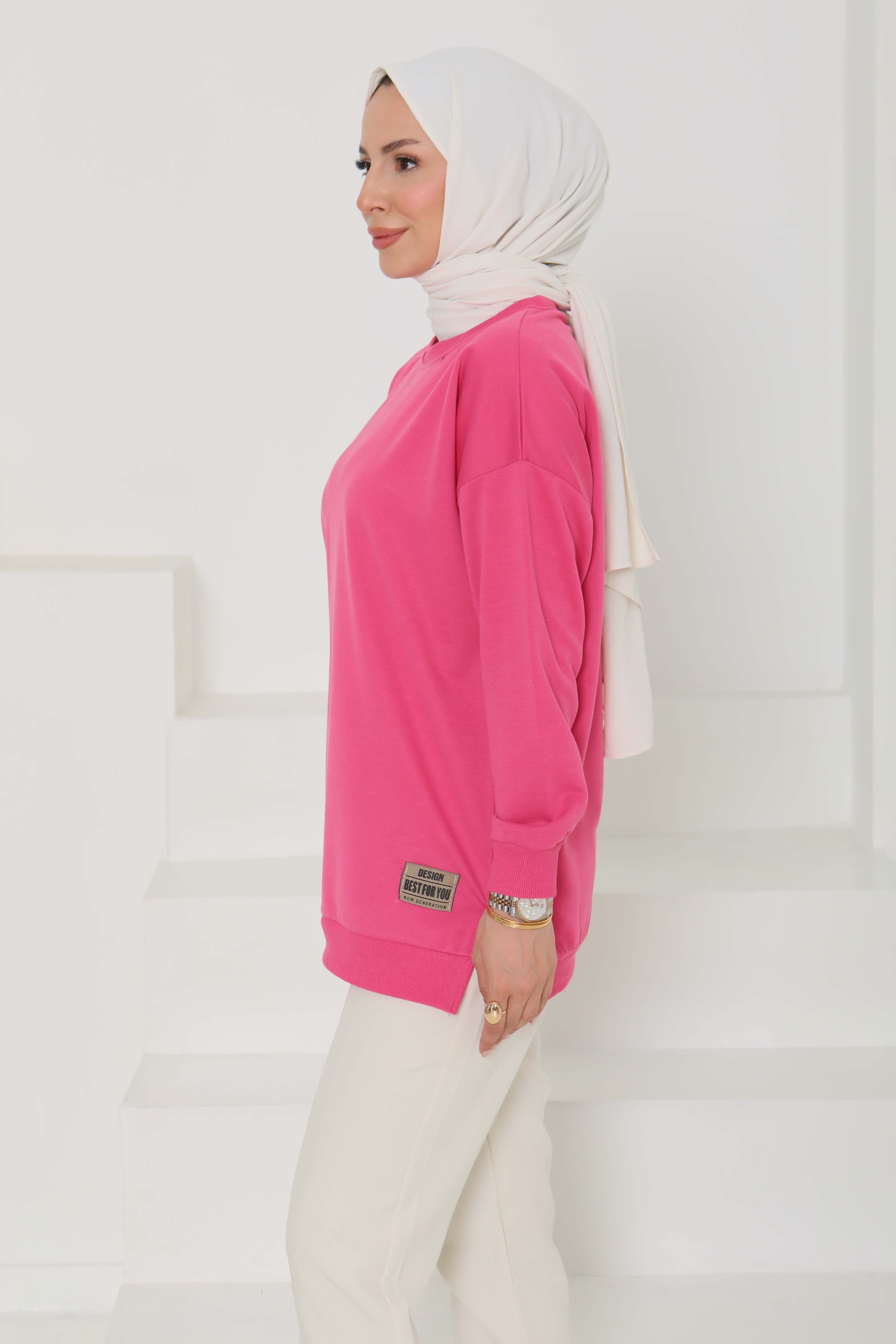 Kadın Bisiklet Yaka Armalı Sweat - 26585 - 5