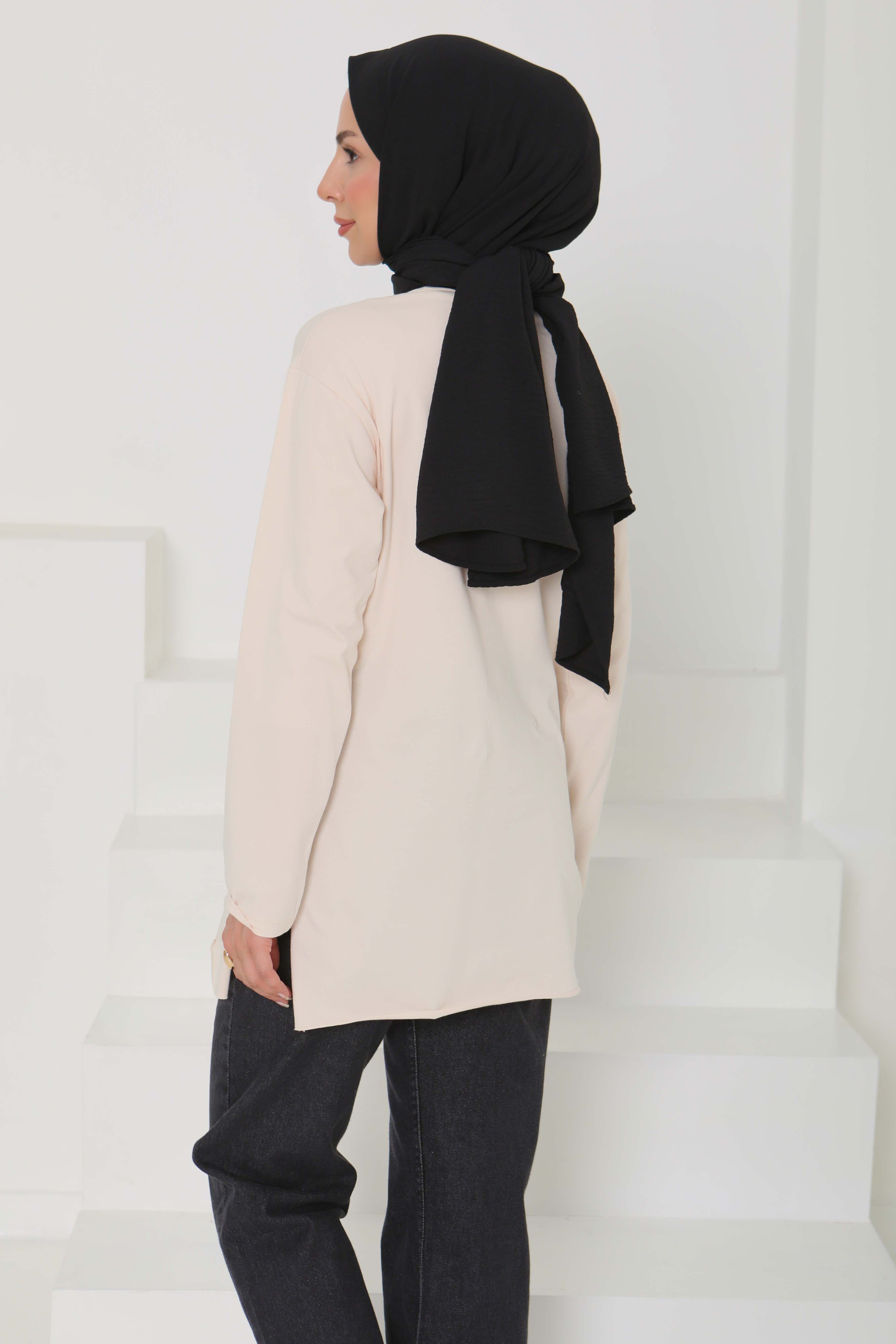 Kadın Bisiklet Yaka Çiçek Baskılı Tunik - 26628 - 7