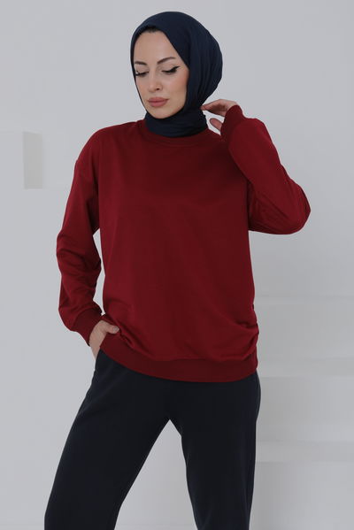 Kadın Bisiklet Yaka Oversize Sweatshirt - 26567 