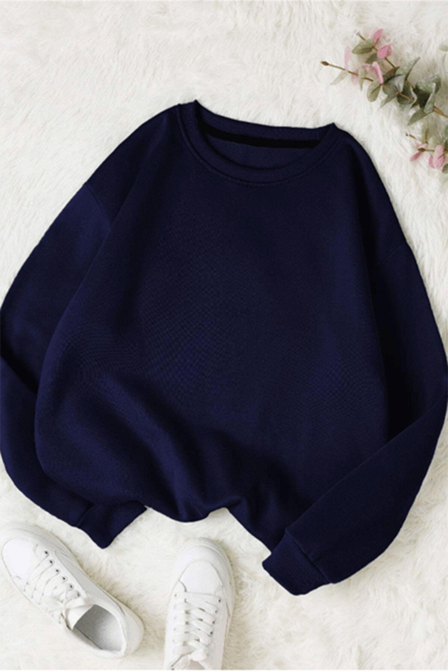 Kadın Bisiklet Yaka Oversize Sweatshirt - 26567 - 1