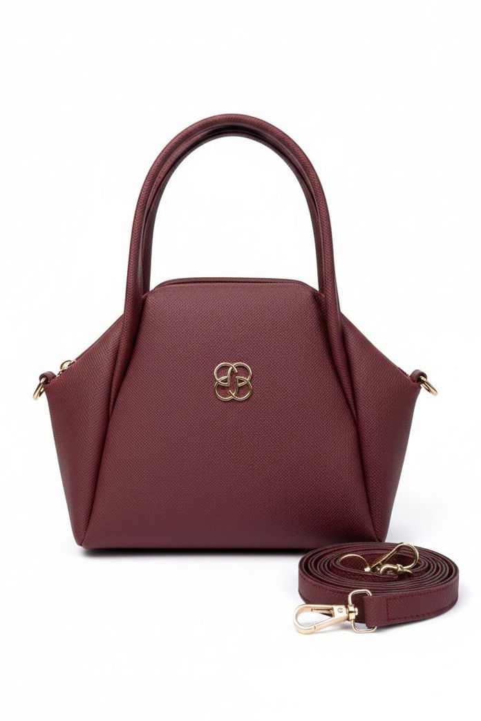Kadın Bordo Armalı Suni Deri Çanta - 28143-BORDO - 1