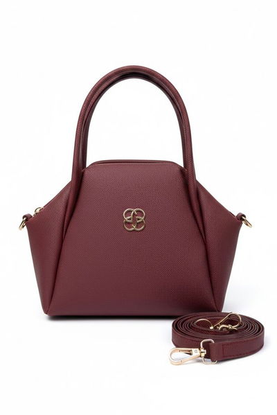 Kadın Bordo Armalı Suni Deri Çanta - 28143-BORDO 