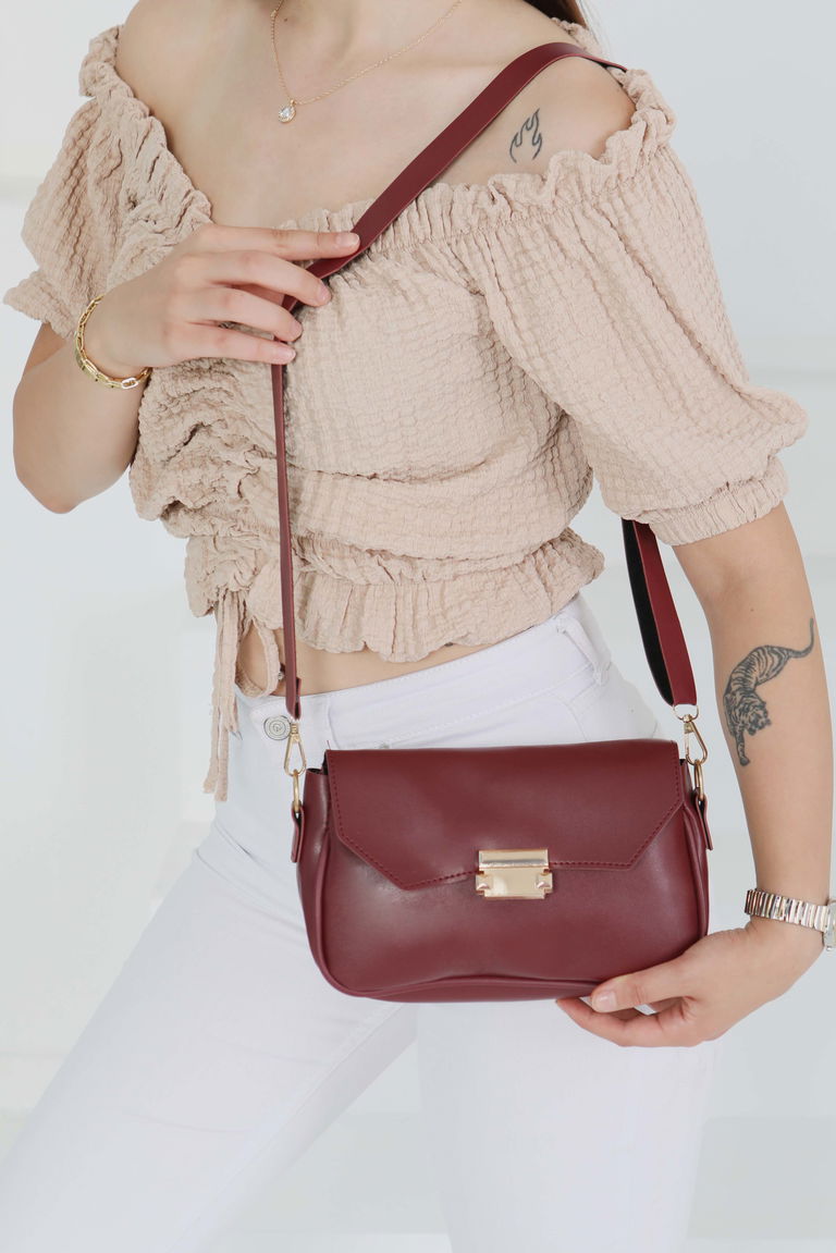 Kadın Bordo Çanta - 27489 - TOFİSA