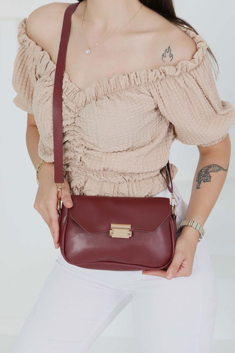 Kadın Bordo Çanta - 27489 - TOFİSA