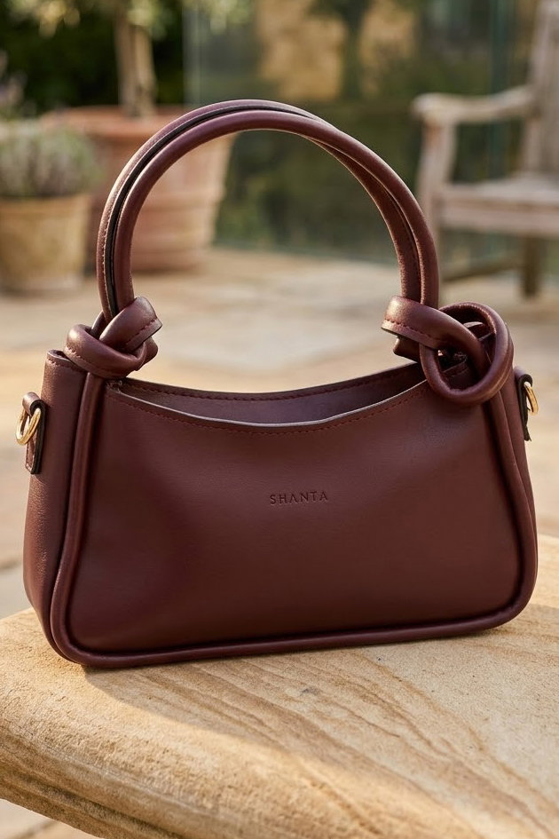 Kadın Bordo Çift Düğüm Detaylı Çanta - 28888-BORDO - 1