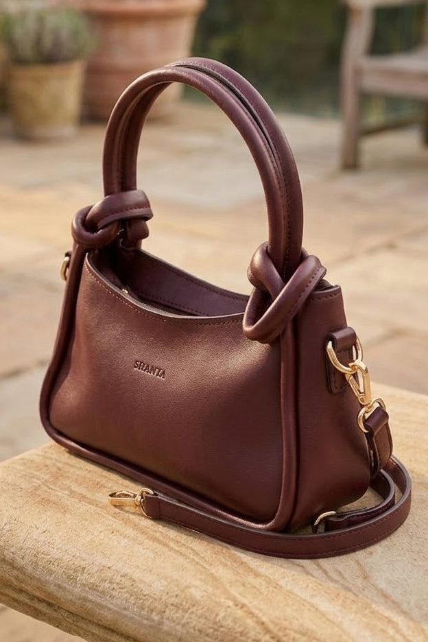Kadın Bordo Çift Düğüm Detaylı Çanta - 28888-BORDO - 2