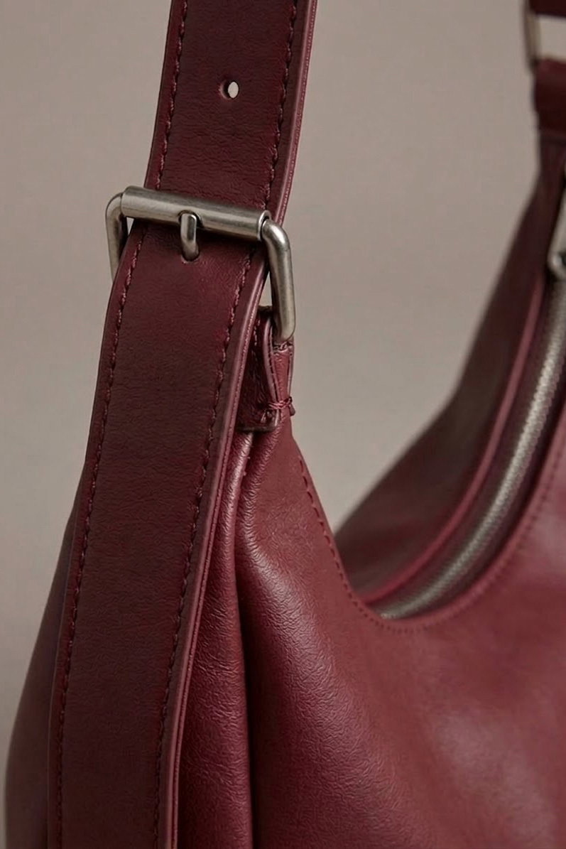 Kadın Bordo Fermuarlı Kol Çantası - 28616-BORDO - 2