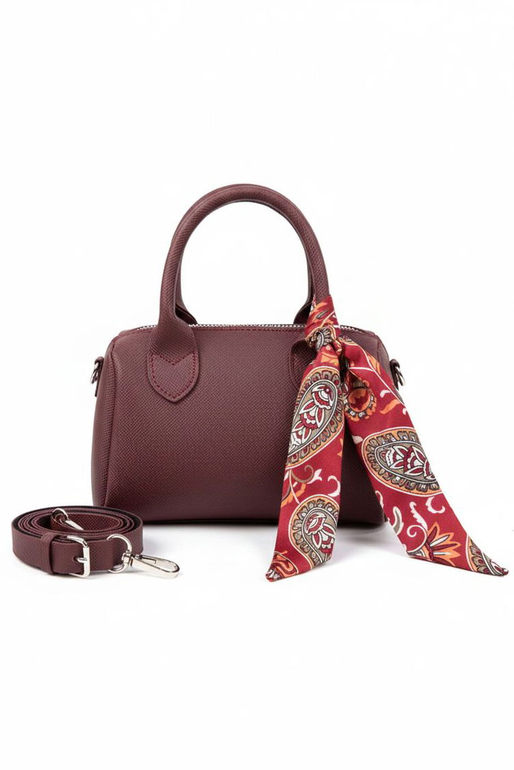 Kadın Bordo Flarlı Mini El Çantası - 28225-BORDO - 2