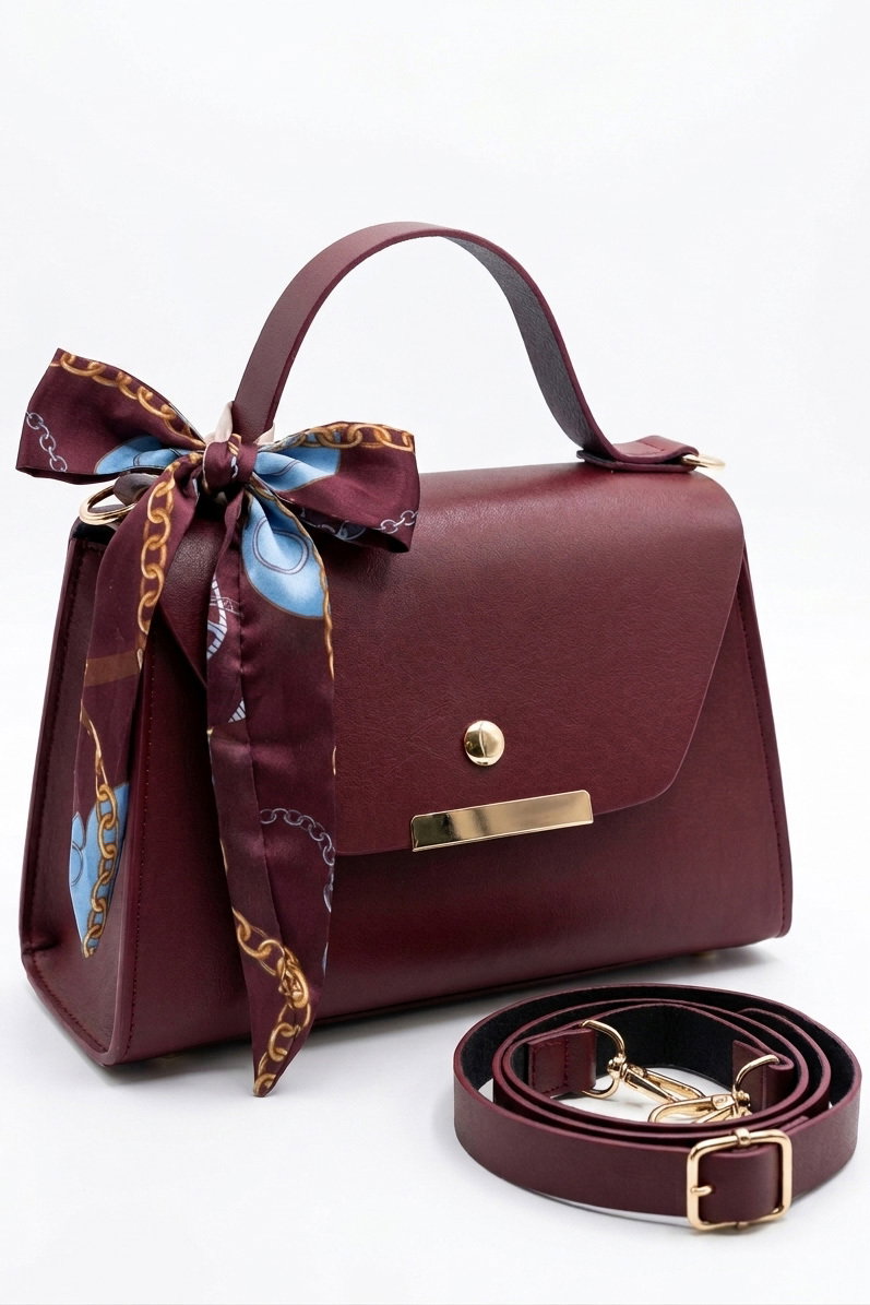 Kadın Bordo Flarlı Mini El Çantası - 28372-BORDO - 1