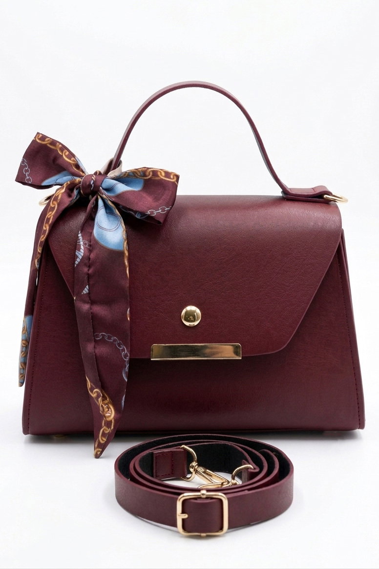 Kadın Bordo Flarlı Mini El Çantası - 28372-BORDO - 2