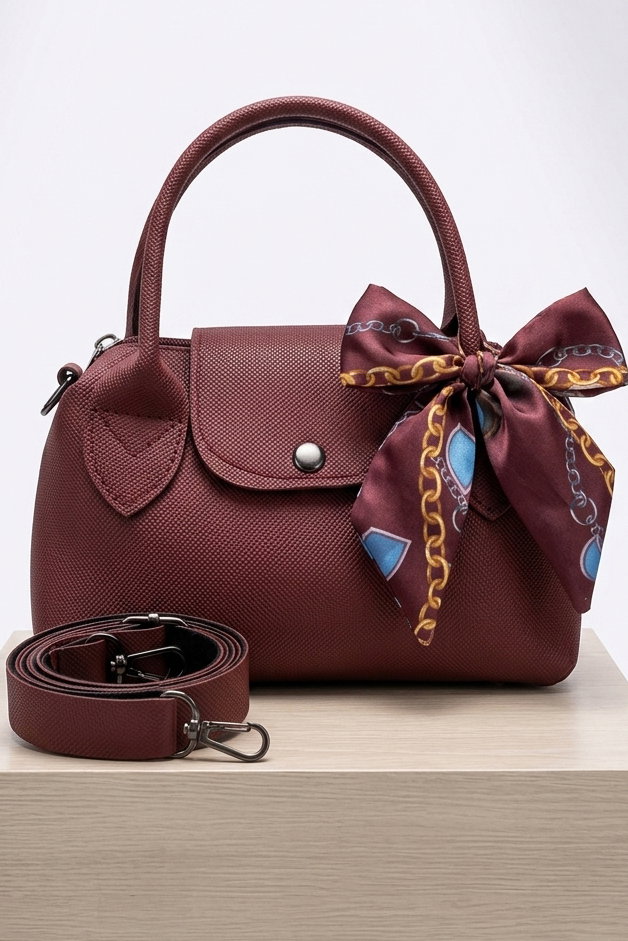 Kadın Bordo Flarlı Mini El Çantası - 28430-BORDO - 1