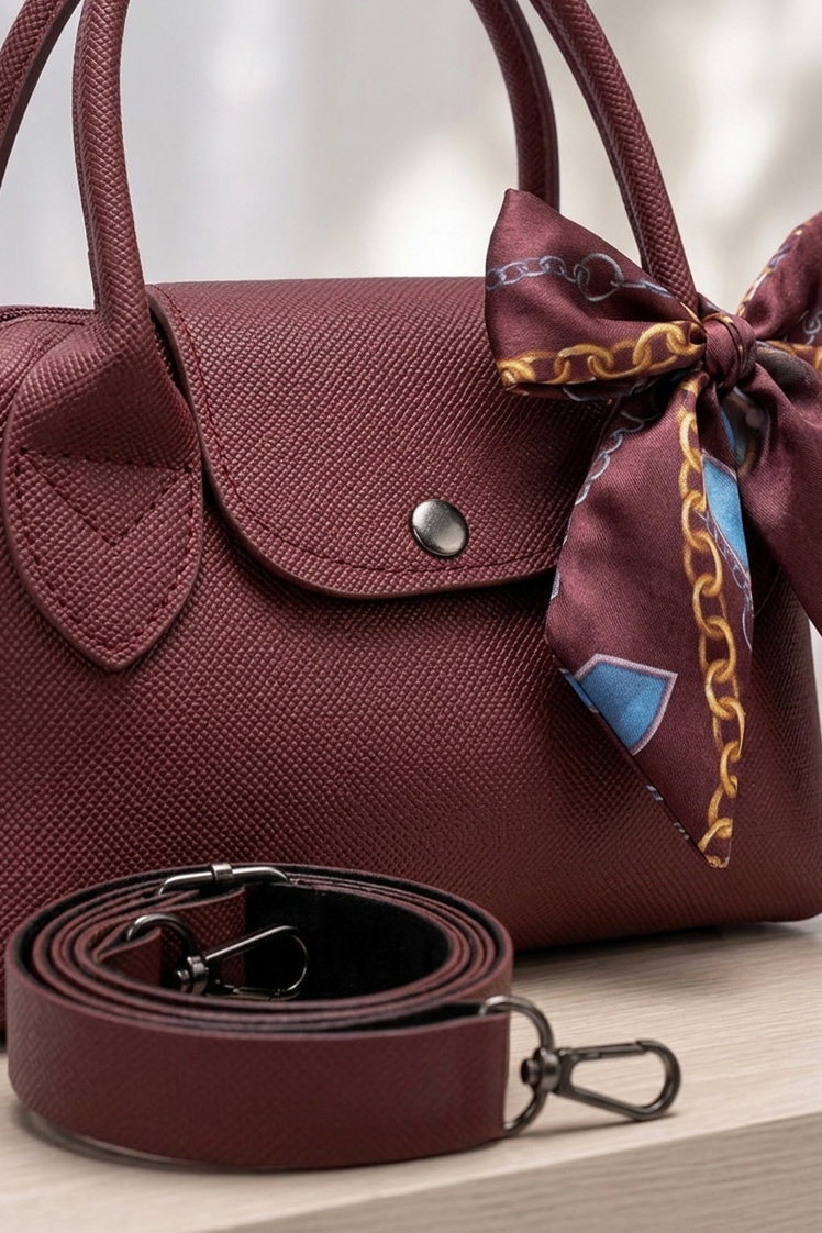 Kadın Bordo Flarlı Mini El Çantası - 28430-BORDO - 2