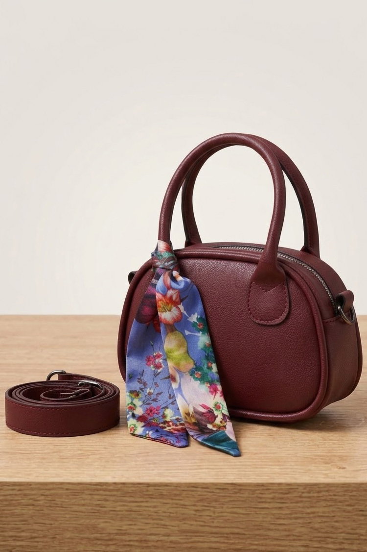 Kadın Bordo Flarlı Mini El Çantası - 28552-BORDO - 1
