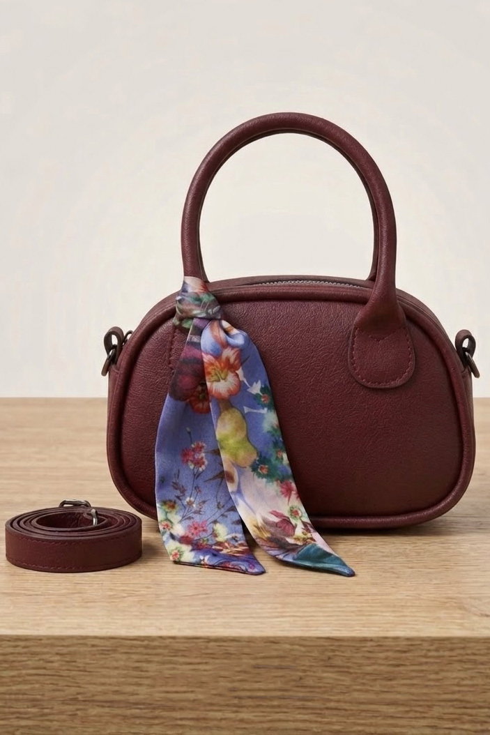 Kadın Bordo Flarlı Mini El Çantası - 28552-BORDO - 2