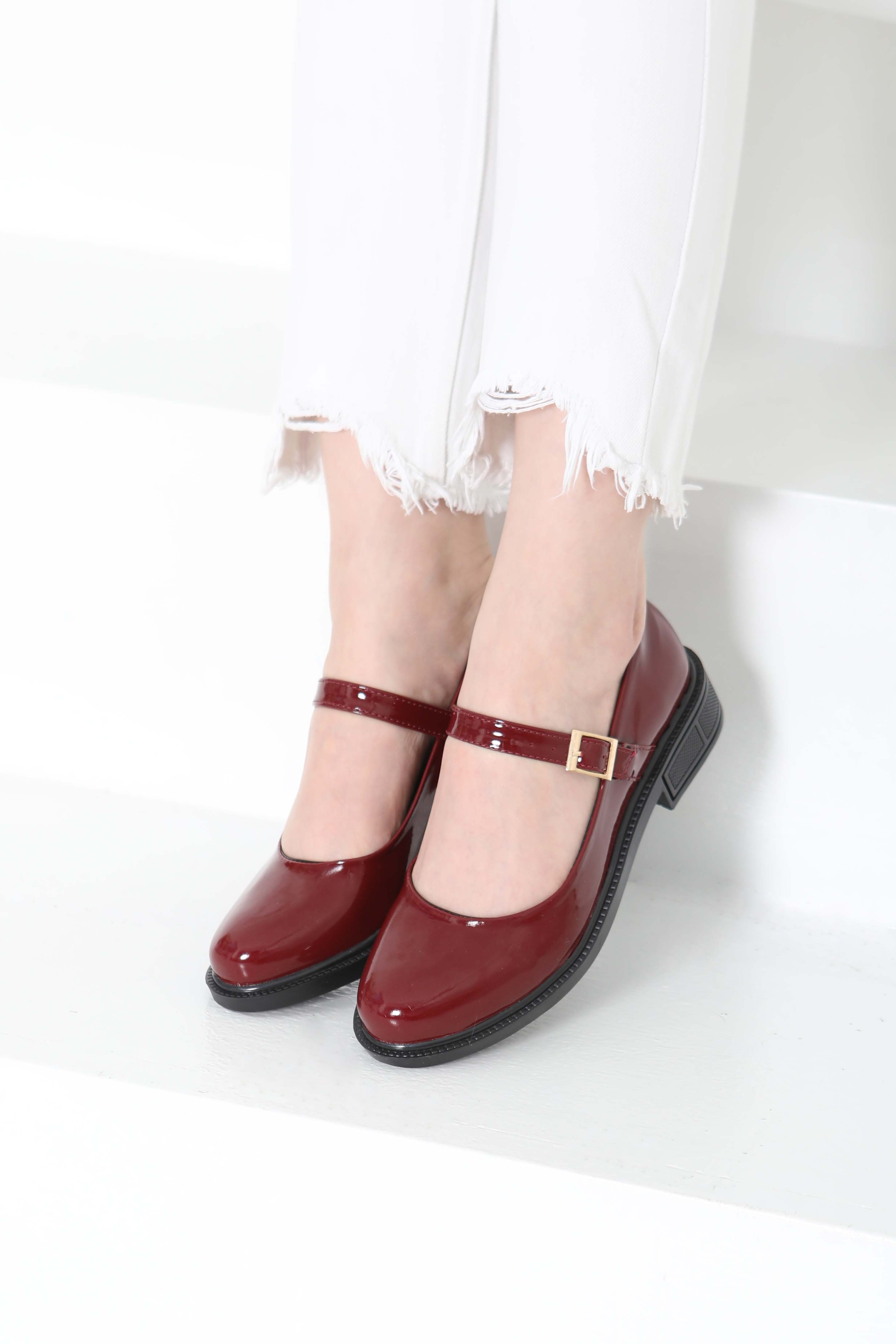 Kadın Bordo Jane Kemer Detaylı Loafer Ayakkabı - 27145 - 3