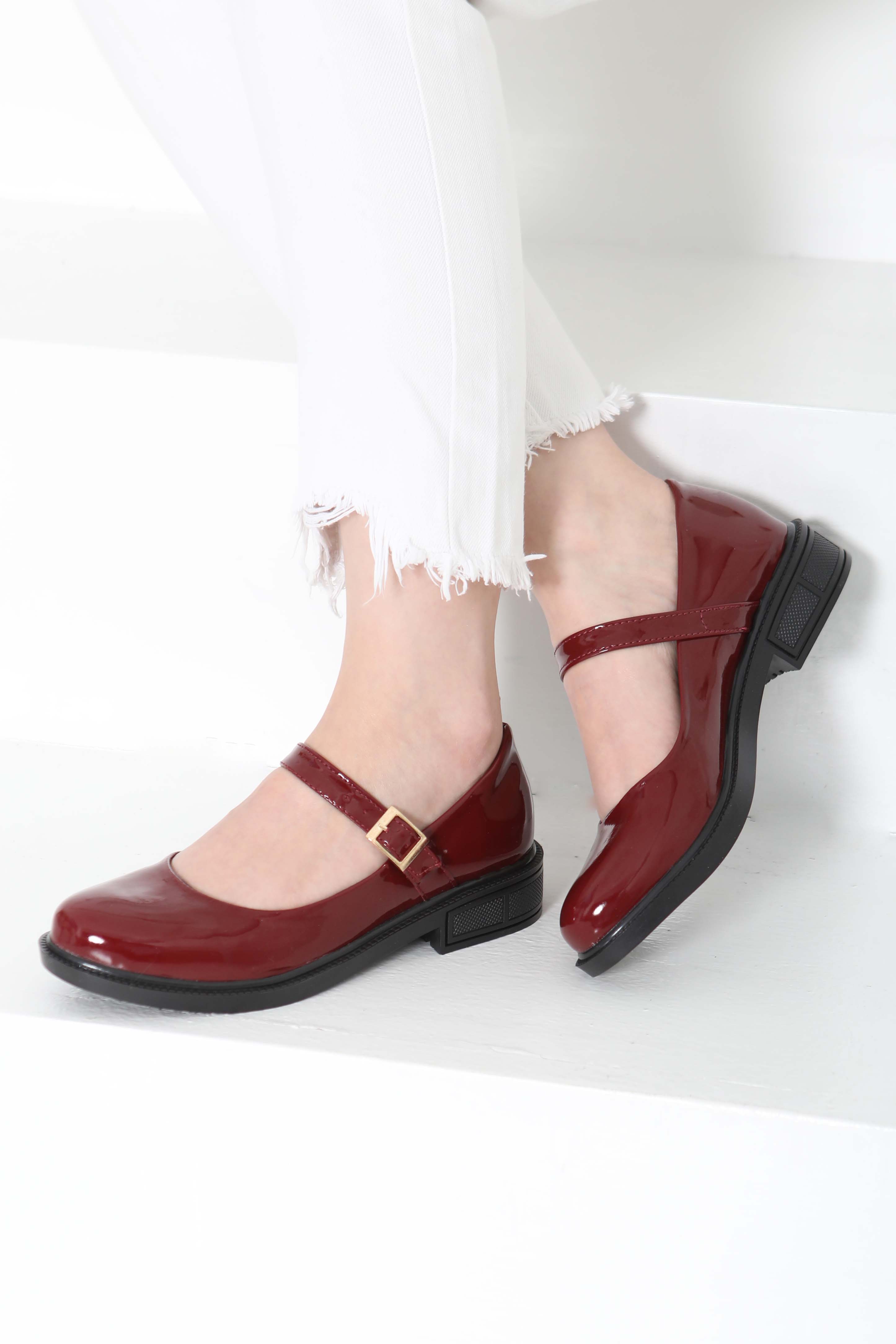 Kadın Bordo Jane Kemer Detaylı Loafer Ayakkabı - 27145 - 4