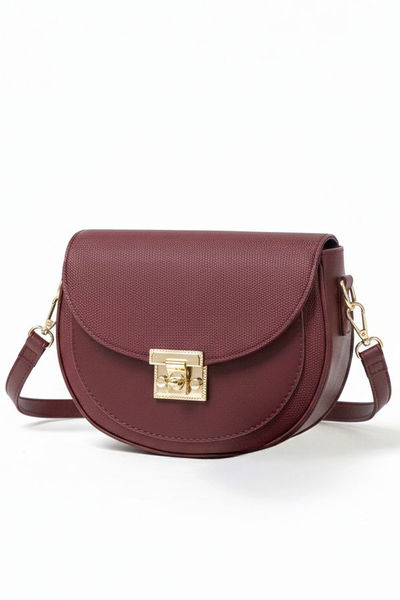 Kadın Bordo Kapaklı Suni Deri Çanta - 28139-BORDO 