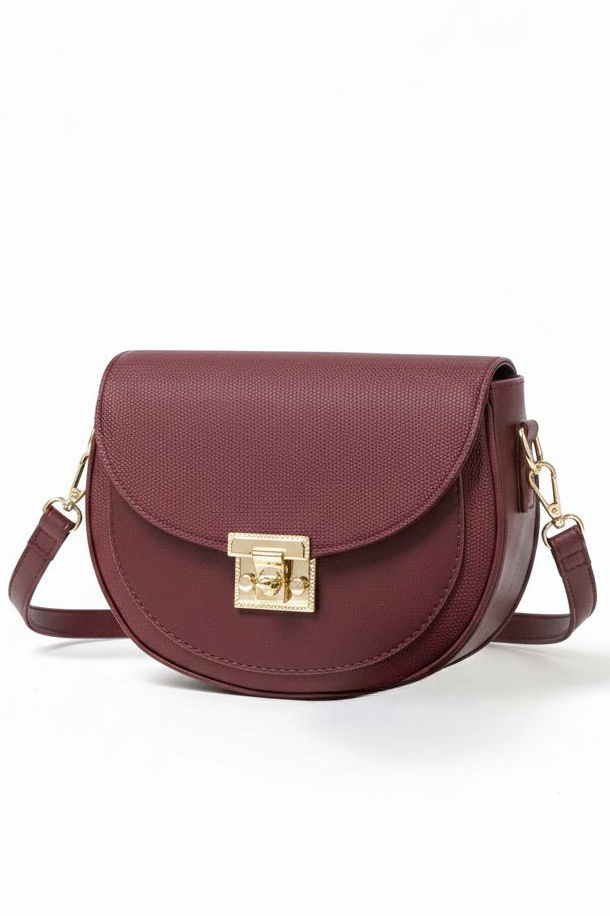 Kadın Bordo Kapaklı Suni Deri Çanta - 28139-BORDO - TOFİSA