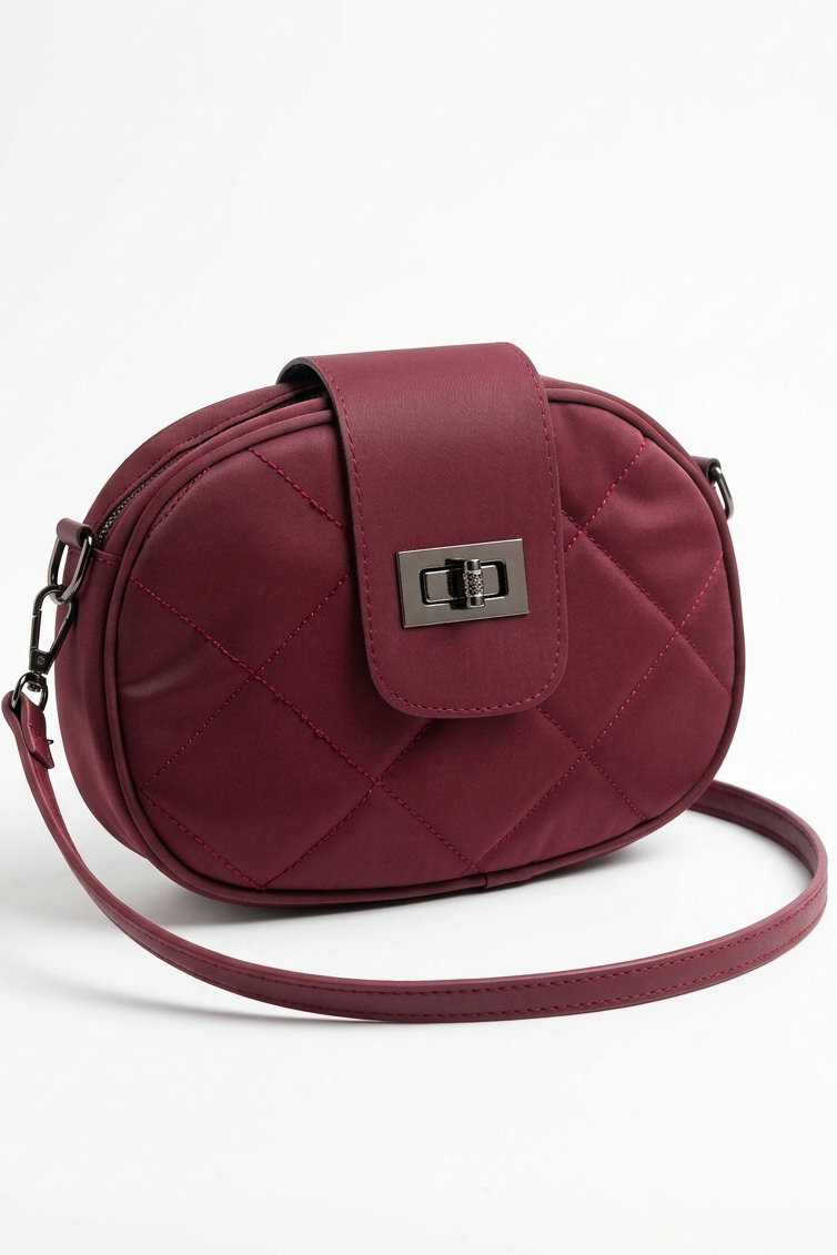Kadın Bordo Kapaklı Suni Deri Çanta - 28370-BORDO - 1