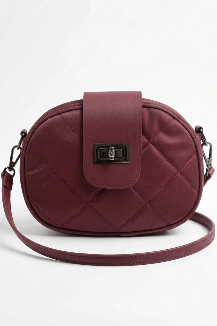 Kadın Bordo Kapaklı Suni Deri Çanta - 28370-BORDO - 2