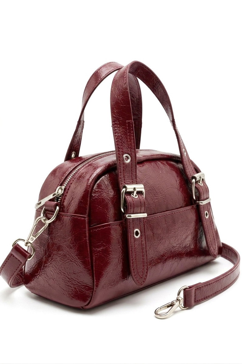 Kadın Bordo Kemerli Omuz Çantası - 28376-BORDO - 2