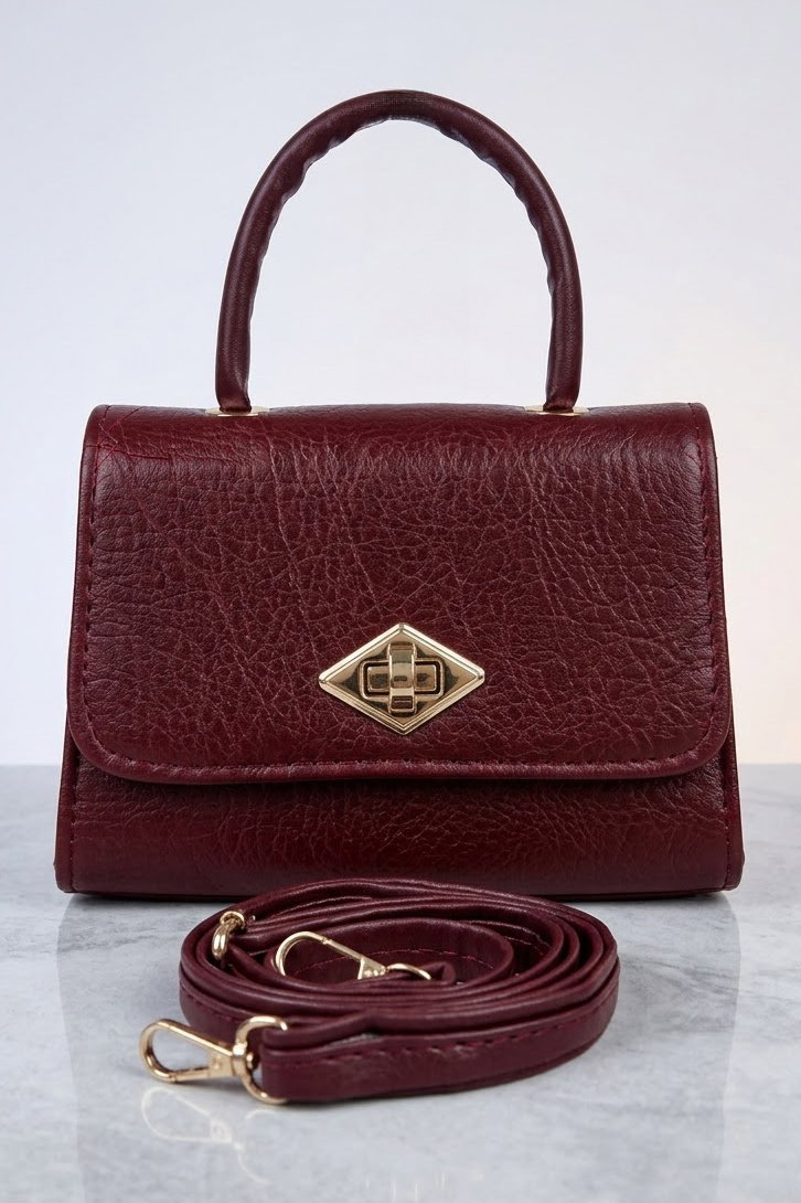 Kadın Bordo Kilit Detaylı Çanta - 28739-BORDO - 1
