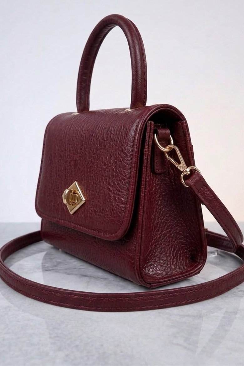 Kadın Bordo Kilit Detaylı Çanta - 28739-BORDO - 2
