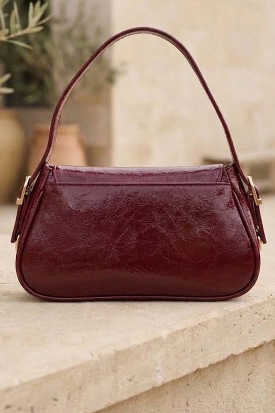 Kadın Bordo Kırışık Rugan Çanta - 29000-BORDO - 3