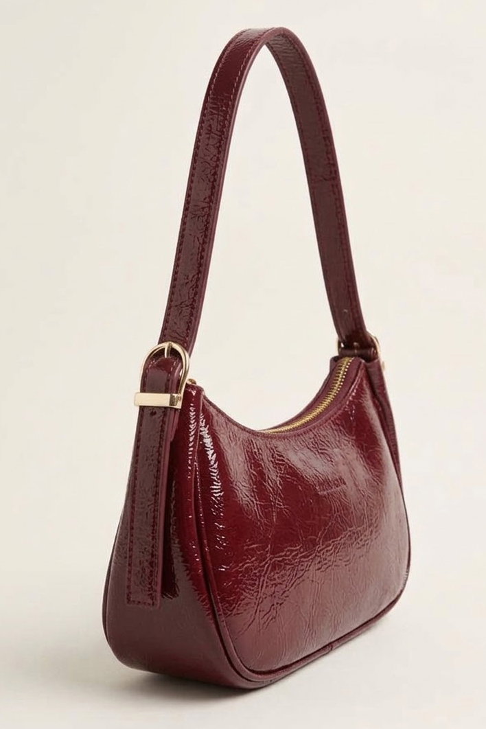 Kadın Bordo Kırışık Rugan Çanta - 29002-BORDO - 2
