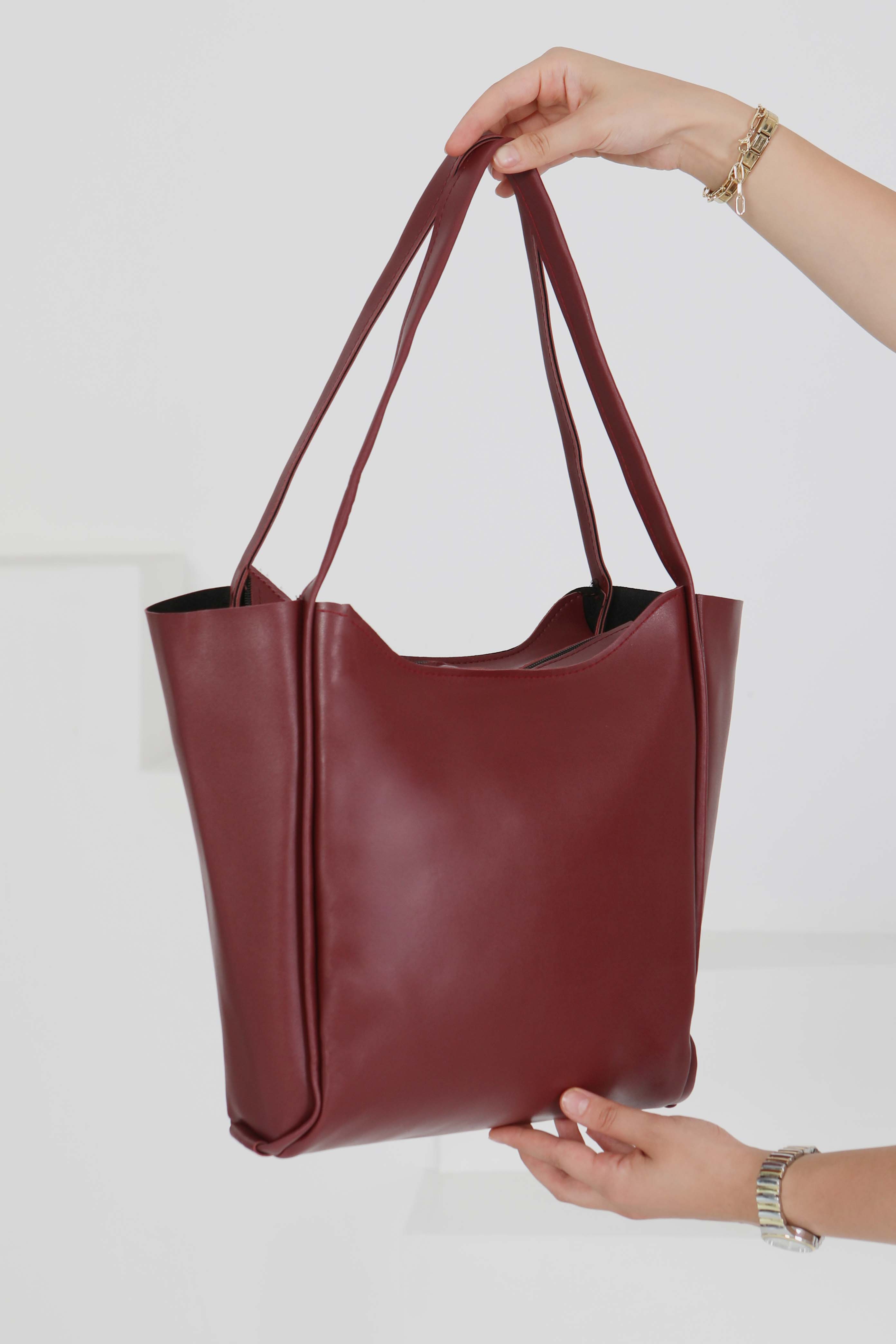 Kadın Bordo Kol Çantası - 27490 - 3