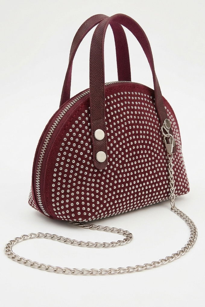 Kadın Bordo Pullu Mini El Çantası - 28362-BORDO - 2