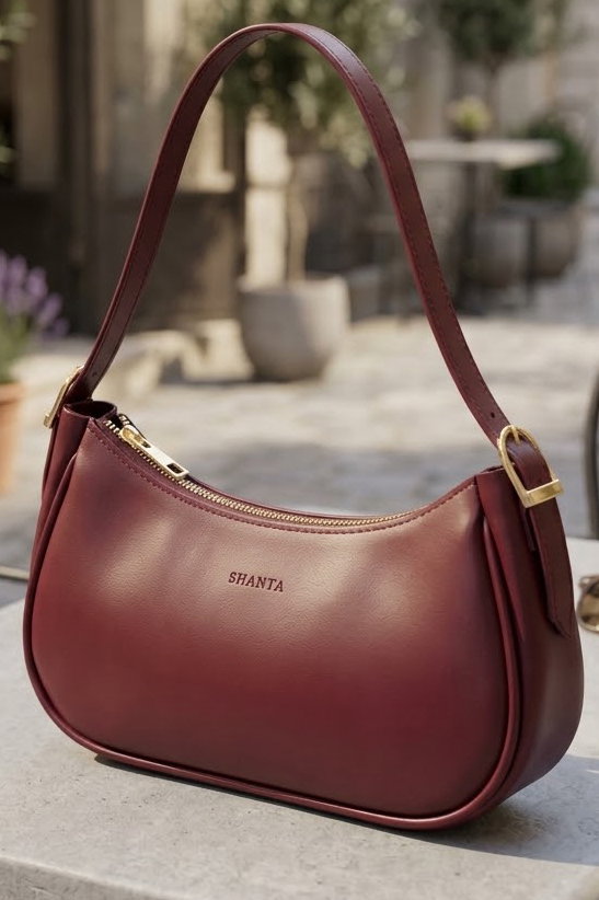 Kadın Bordo Suni Deri Baget Çanta - 29004-BORDO - 1