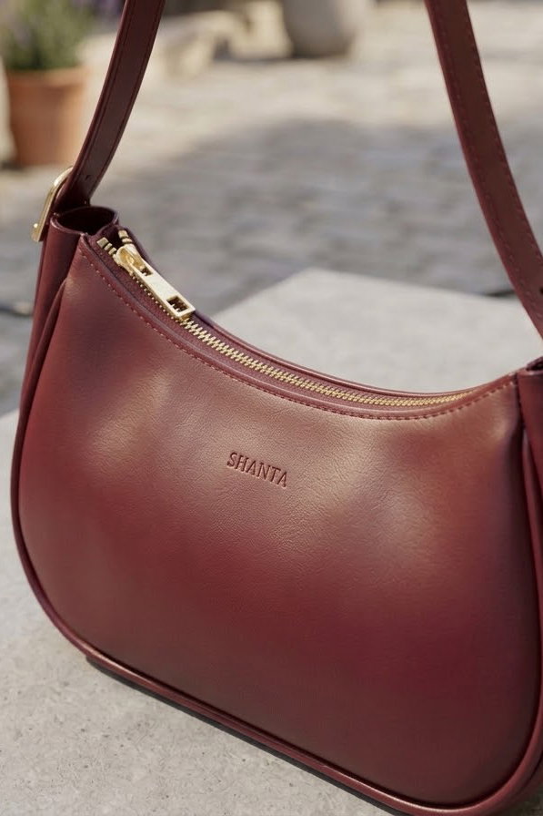 Kadın Bordo Suni Deri Baget Çanta - 29004-BORDO - 2
