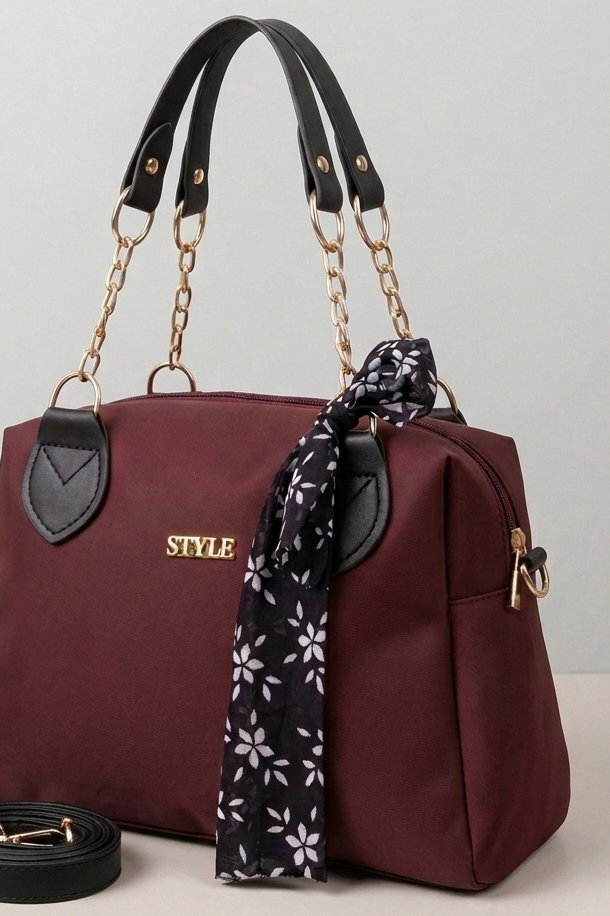 Kadın Bordo Suni Deri Flarlı Çantası - 28432-BORDO - 2