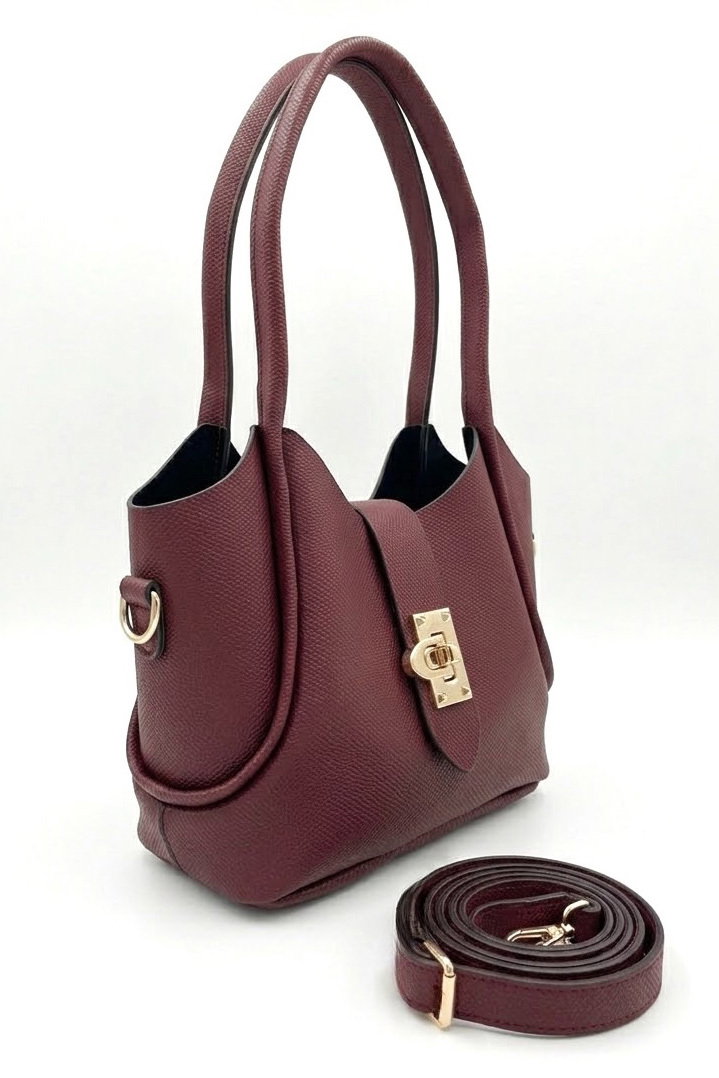 Kadın Bordo Suni Deri Kol Çantası - 28468-BORDO - 2