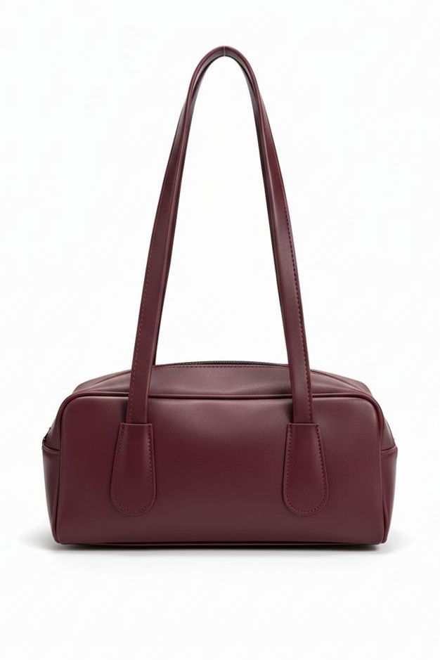 Kadın Bordo Suni Deri Mini Kol Çantası - 28268-BORDO - 2