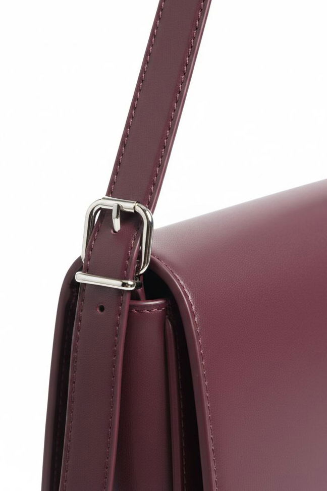 Kadın Bordo Suni Deri Omuz Çantası - 28171-BORDO - 2