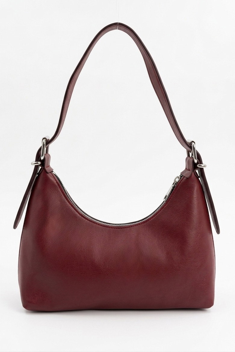 Kadın Bordo Suni Deri Omuz Çantası - 28263-BORDO - 2