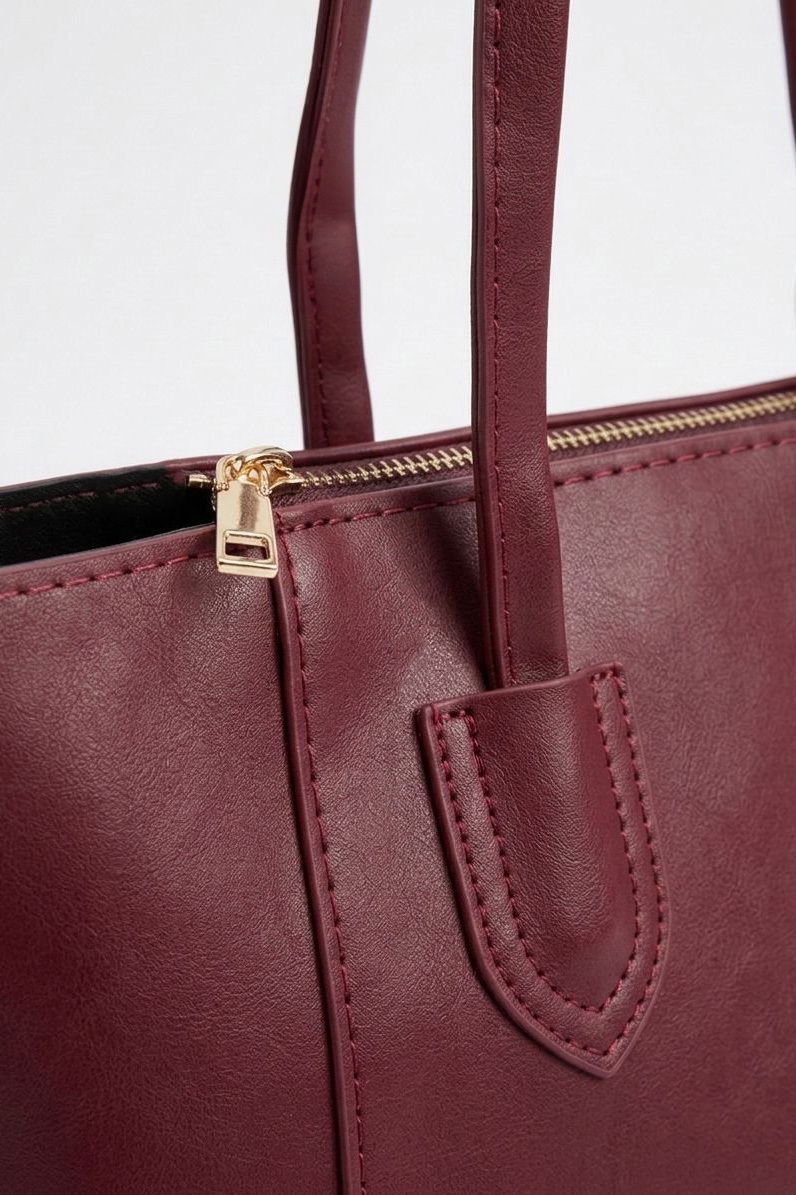 Kadın Bordo Suni Deri Omuz Çantası - 28308-BORDO - 2