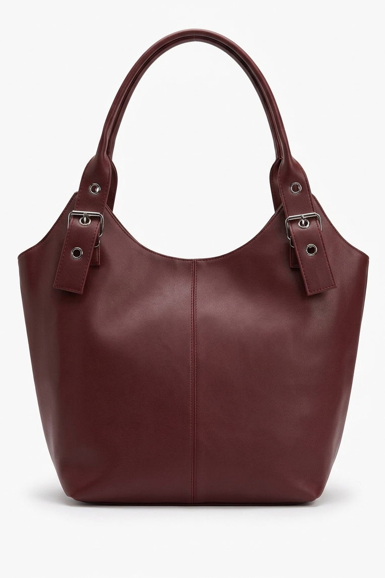 Kadın Bordo Suni Deri Omuz Çantası - 28325-BORDO - 2