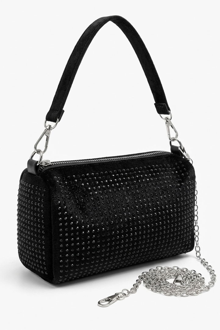 Kadın D1 Siyah Pul Detaylı Slindir Mini Çanta - 28361-D1-SIYAH - 1