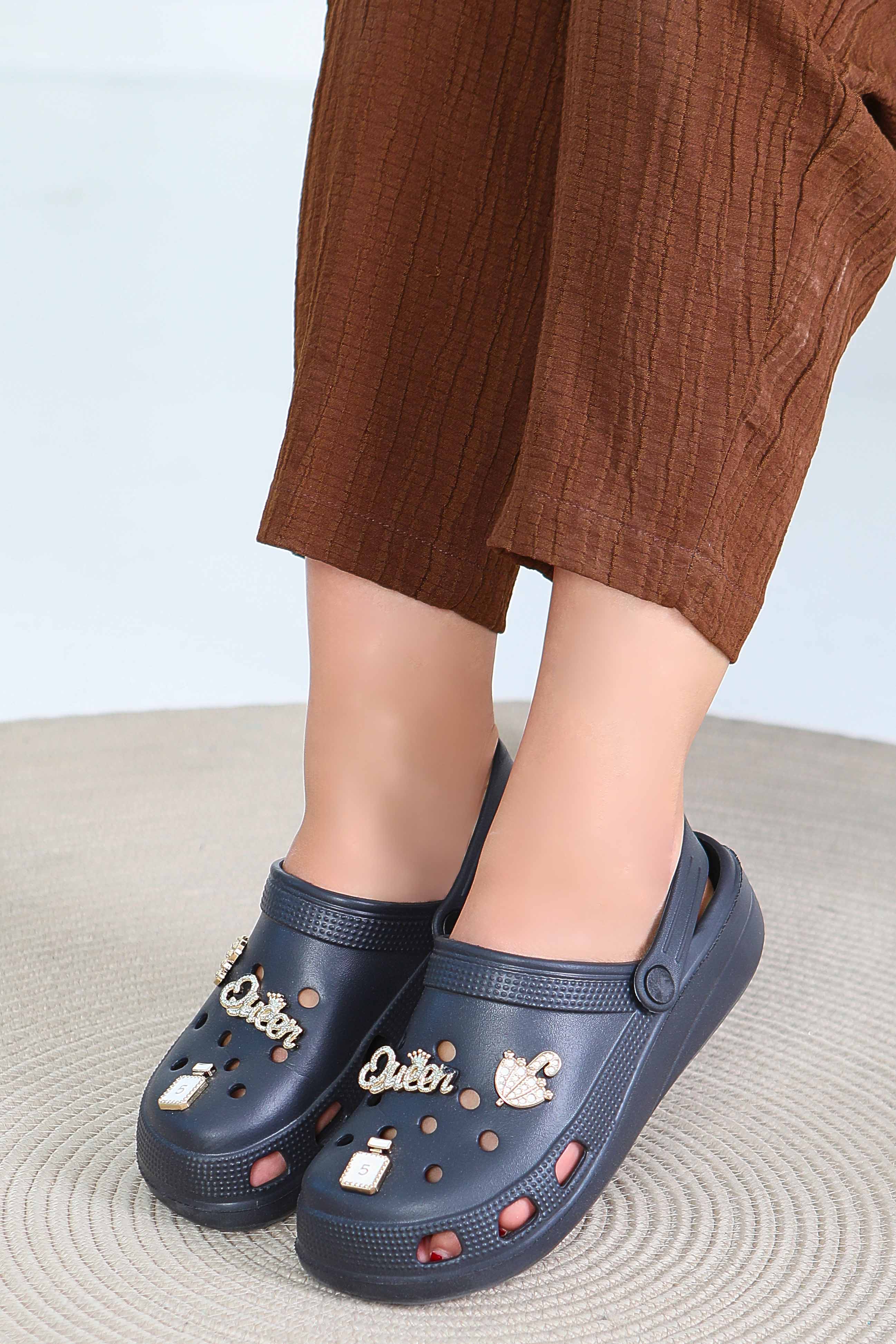 Kadın D1 Siyah Taşlı Terlik - 27411 - 1