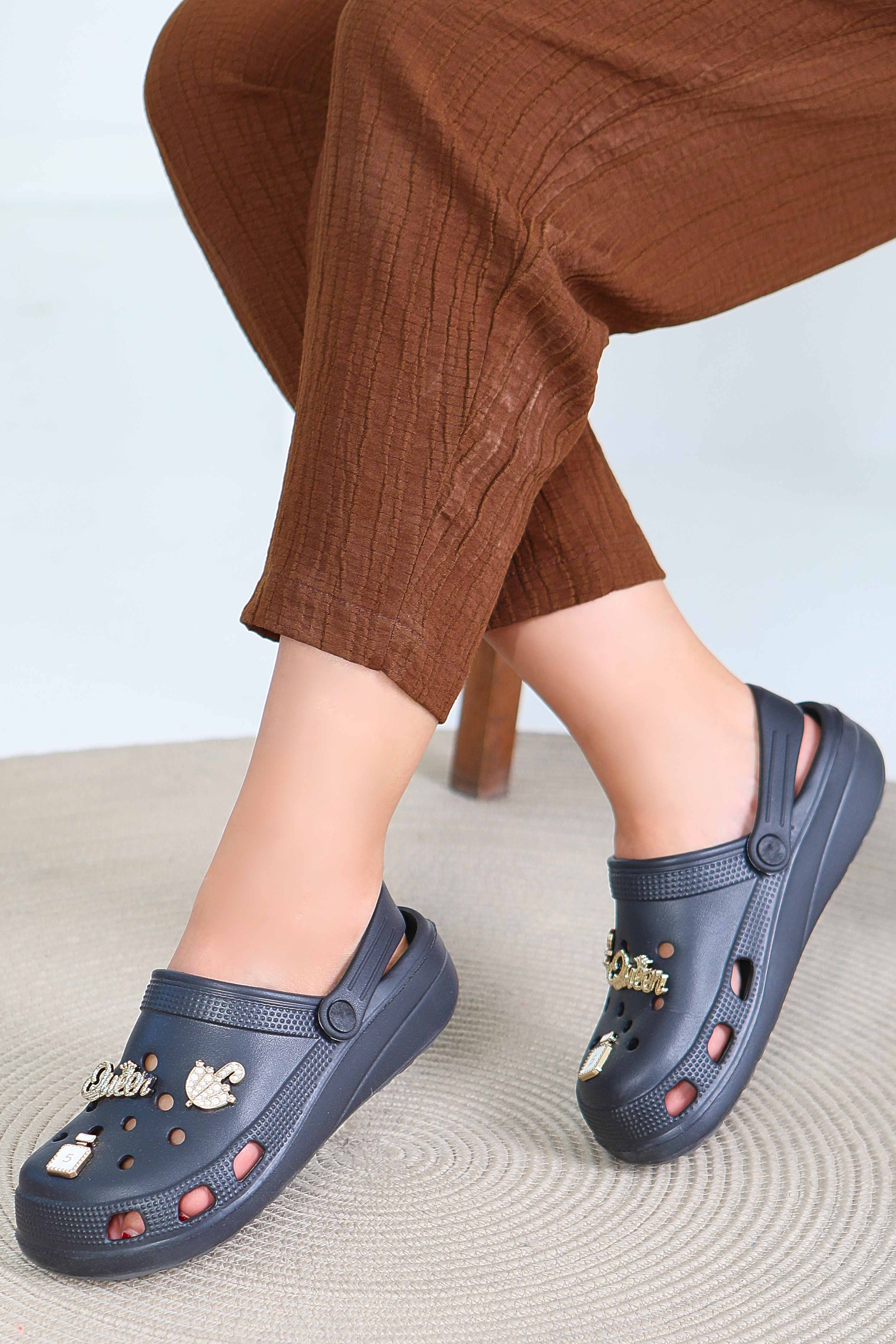 Kadın D1 Siyah Taşlı Terlik - 27411 - 3