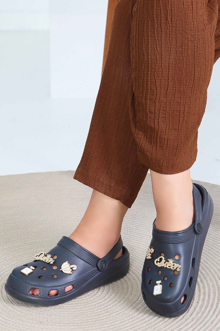 Kadın D1 Siyah Taşlı Terlik - 27411 - TOFİSA