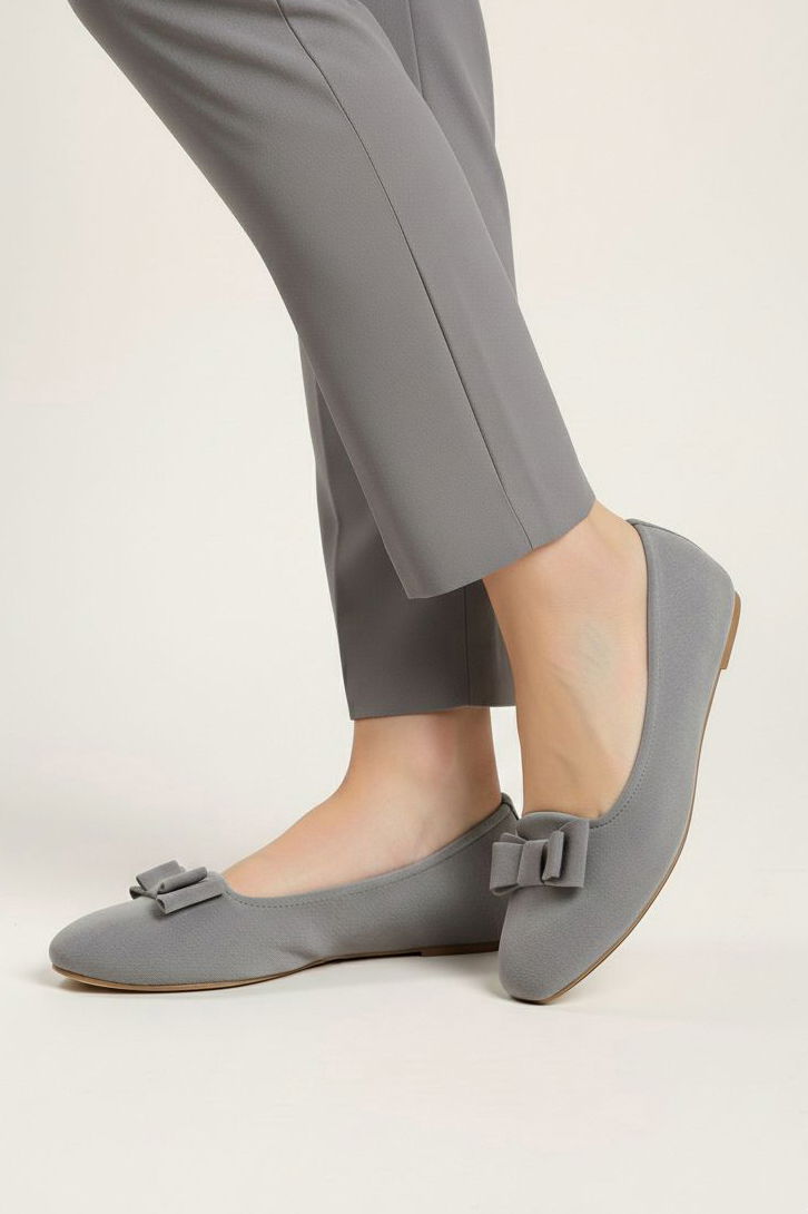 Kadın Füme Fiyonk Detaylı Süet Babet - 28197-FUME - 2