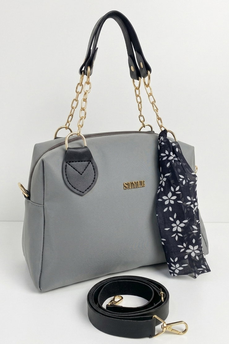 Kadın Füme Suni Deri Flarlı Çantası - 28432-FUME - 1